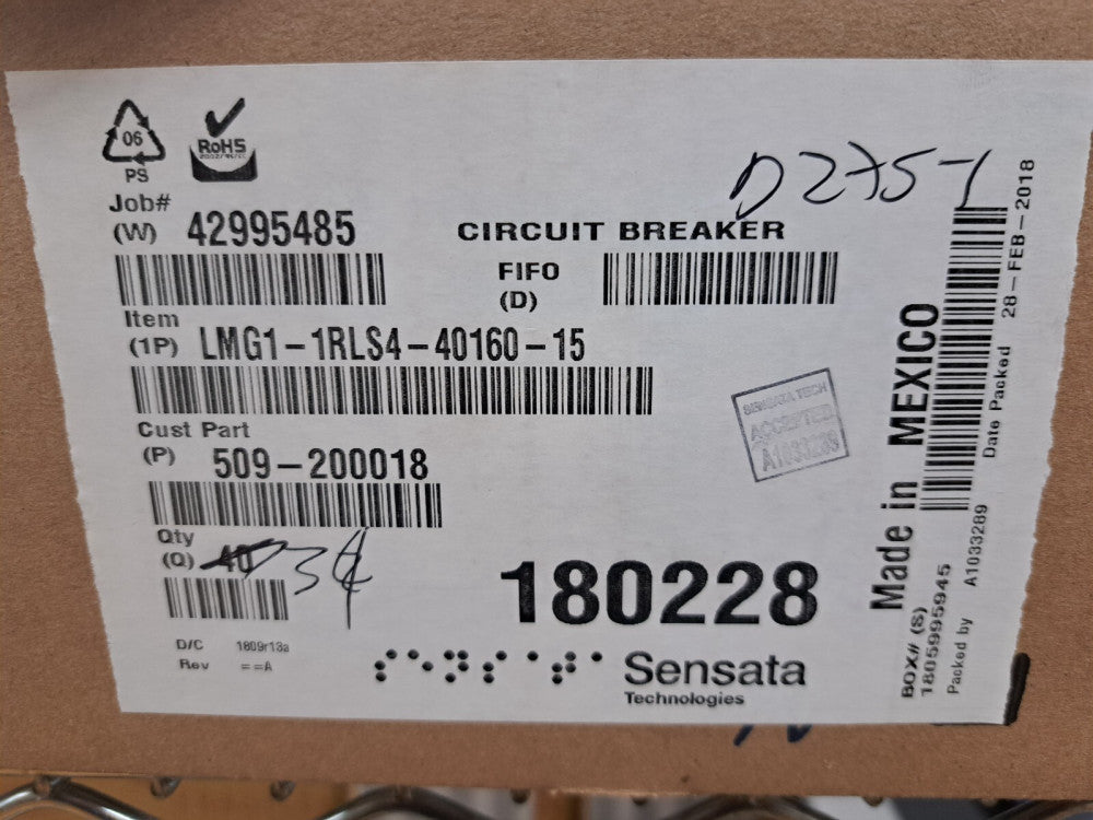 New, Sensata, LMG1-1RLS4-40160-15, CIR BRKR MAG-HYDR