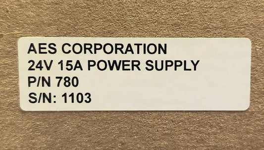 AES CORPORATION 780 24V 15A Model 780 POWER SUPPLY 15 AMP 24 Volt Input 110-220