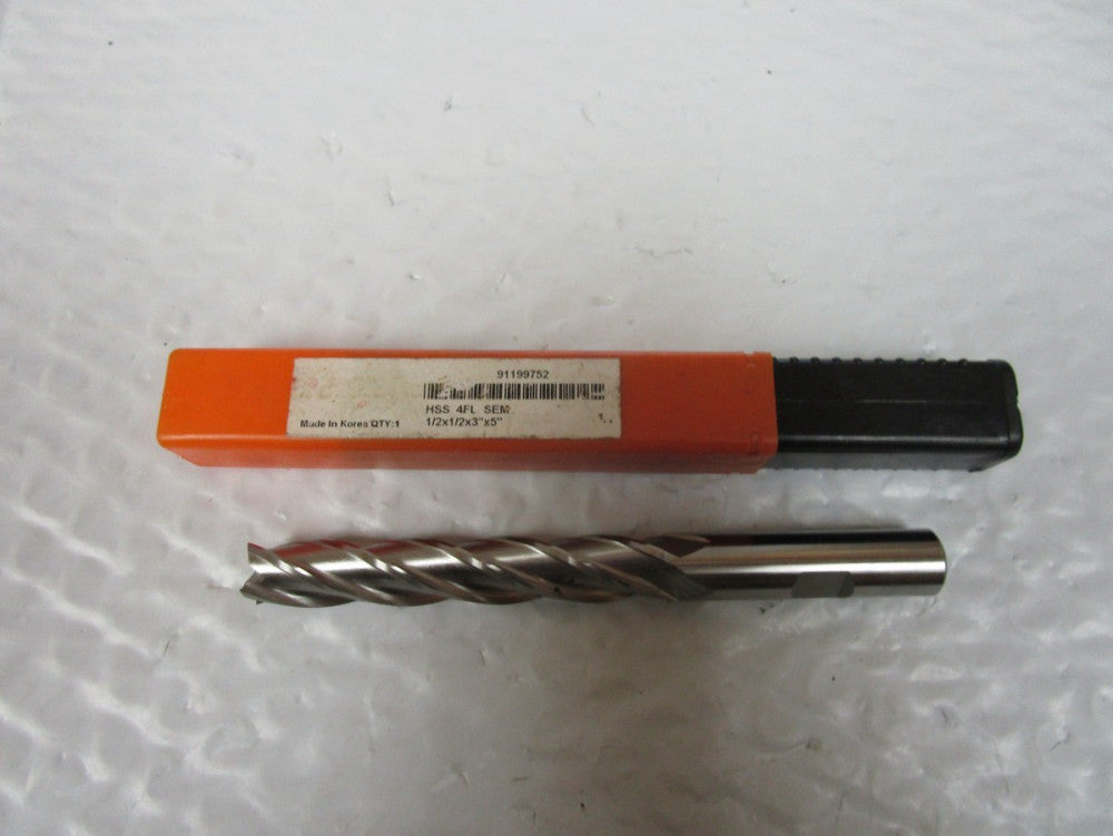 NEW HERTEL 91199752 1/2 END MILL LEAD 2.721 HSS 4FL SEM 1/2X1/2X3"X5"