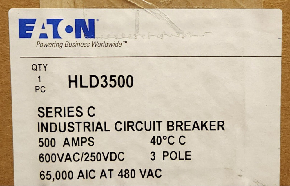 EATON CUTLER HAMMER HLD3500 3 Pole 500 AMP Type HLD Circuit Breaker