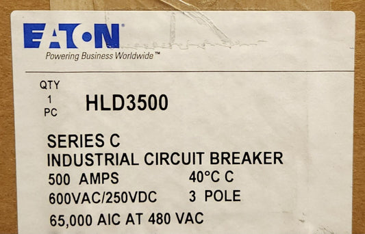 EATON CUTLER HAMMER HLD3500 3 Pole 500 AMP Type HLD Circuit Breaker