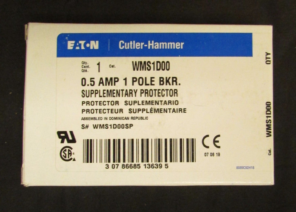 EATON CUTLER HAMMER WMS1D00 Supplementary Protector Breaker WMS1D00SP