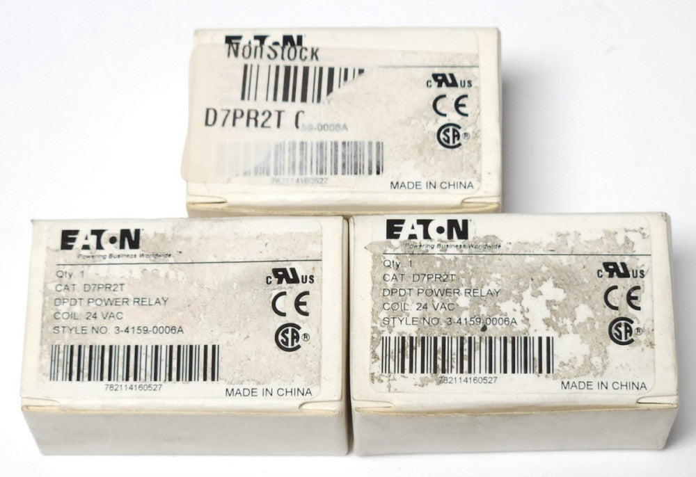 LOT OF 3 EATON CUTLER HAMMER D7PR2T DPDT 24 VAC POWER Relay 3-4159 0006A