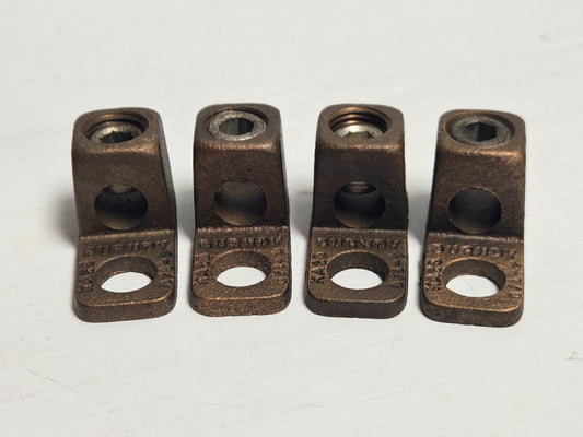 NEW LOT OF 4 BURNDY BRASS 1 HOLE TERMINAL LUG CONNECTOR KA25 4-1/0