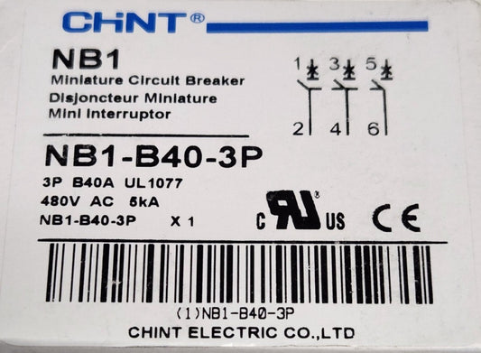 CHINT NB1 B40 3P 40 AMP B40A 3 Pole Circuit Breaker NB1-63 B40 480 VAC