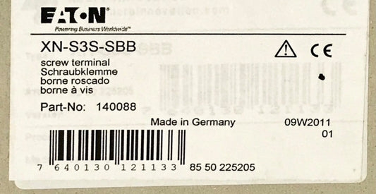 EATON MOELLER XN S3S SBB Screw Terminal Block 140088 XION