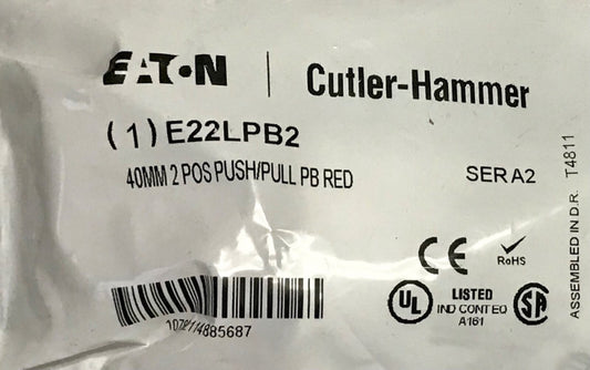EATON MOELLER E22LPB2 Red 40mm Mushroom 2 Position Push Pull Pushbutton 22mm