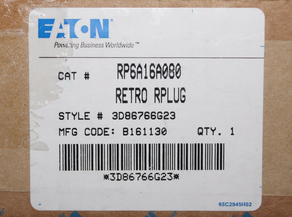 EATON CUTLER HAMMER RP6A16A080 Rated RMS R Rating Plug Retro Plug 3D86766G23