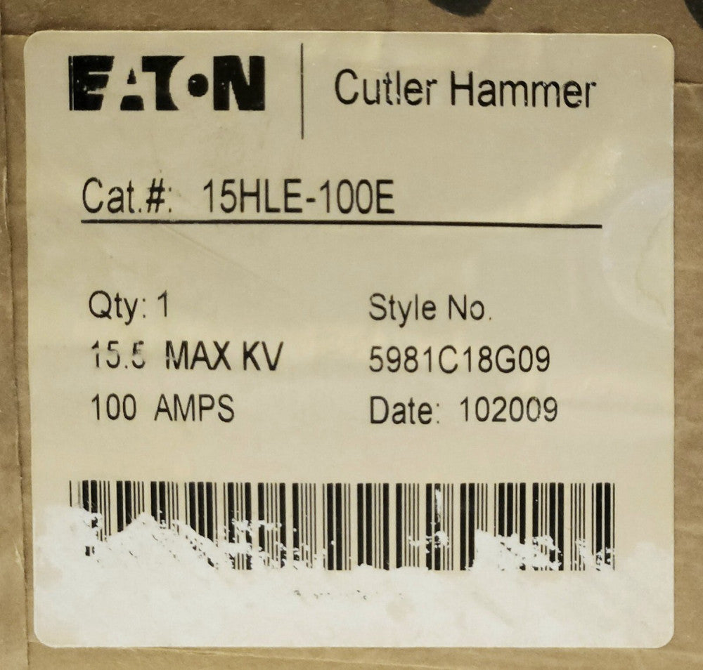 SEALED EATON CUTLER HAMMER 15HLE 100E 15.5 KV 100 AMP High Voltage Fuse 5981C18G