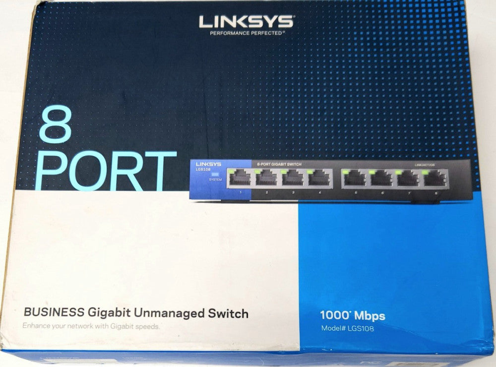 LINKSYS MODEL LGS108 1000 Mbps 8 Port Business Gigabit Unmanaged Switch