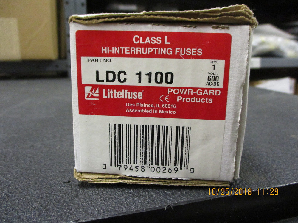 0LDC1100X Littelfuse FUSE CARTRIDGE 1.1KA 600VAC/VDC BRAND NEW!