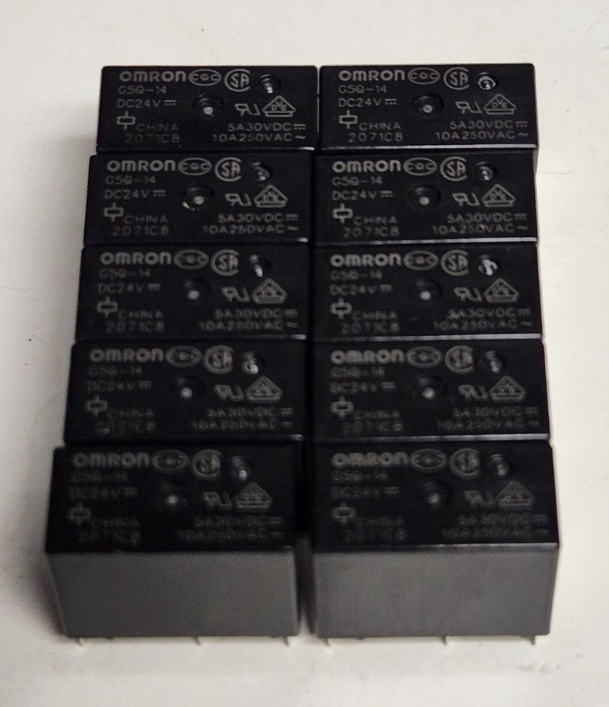 LOT OF 10 OMRON G5Q 14 DC24V 5 AMP 30 VDC 24 VDC 10 AMP 250 VAC 10 Relay 2071C8