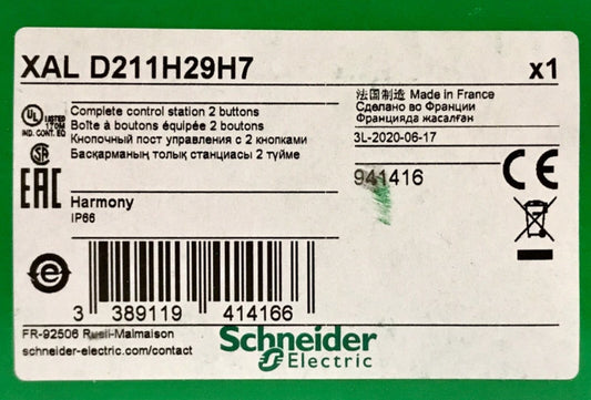 SCHNEIDER ELECTRIC XAL D211H29H7 Complete START STOP Pushbutton Control Station