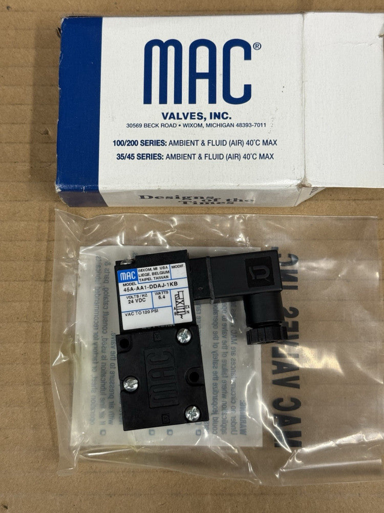 MAC Solenoid Valve 45A-AA1-DDAJ-1KB - 24VDC , 5.4 Watts - New