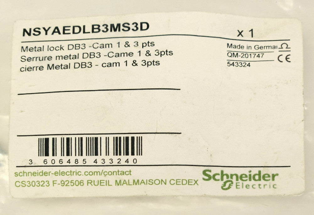 SCHEIDER ELECTRIC NSYAEDLB3MS3D Metal Lock DB3 CAM 1&3 Positions EMKA Breaker