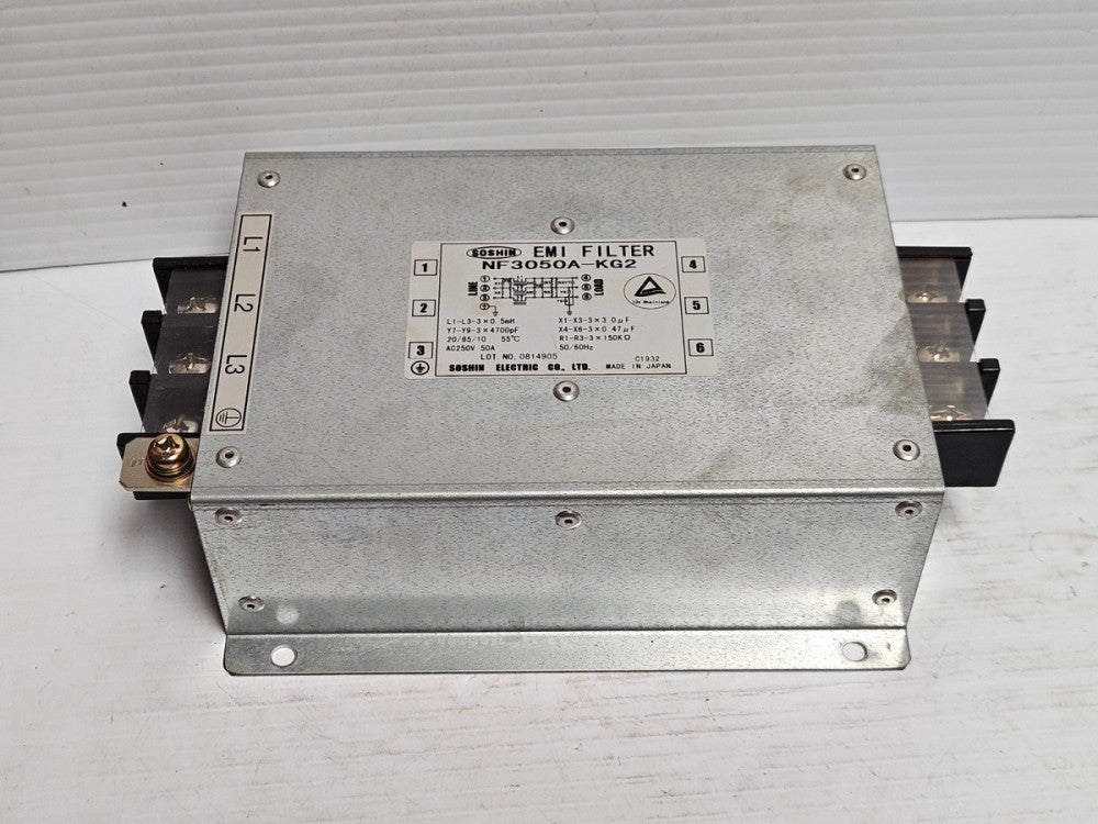 Soshin EMI Filter NF3050A-KG2 50 A Amp 250Vac - Used