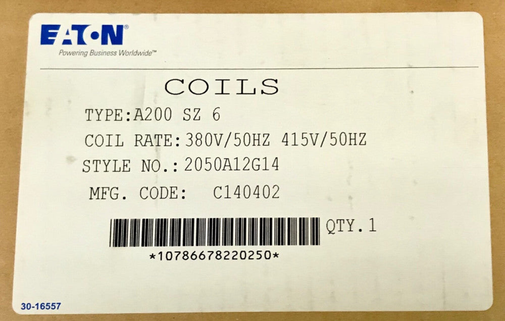 EATON CUTLER HAMMER 380 415 VAC Size 6 A200 Coil 2050A12G14
