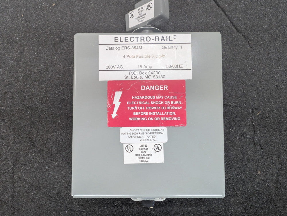 Used, Electro-Rail, ERS-354M, 4-Pole Fusible Plug-In 300V 15A