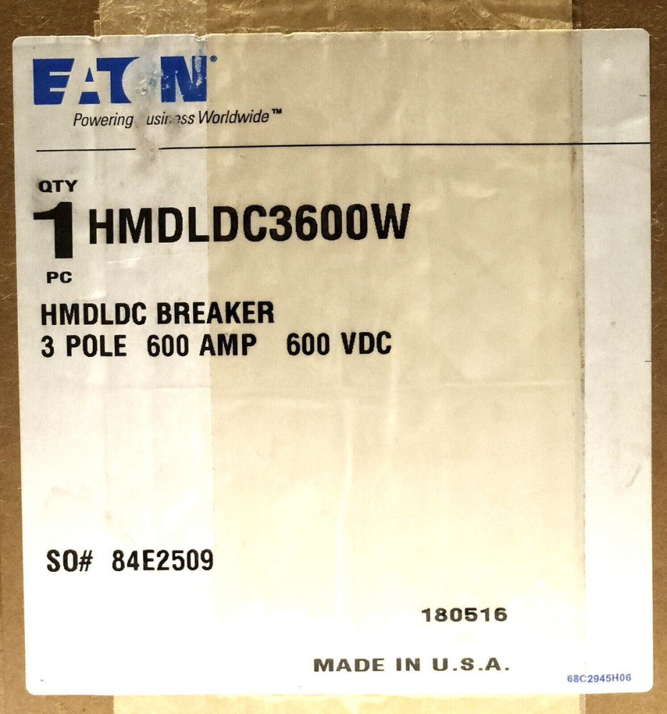 EATON CUTLER HAMMER HMDLDC3600W 3 Pole 600 AMP Type HMDL-DC HMDLDC3600 Circuit