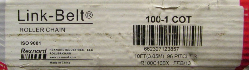 REXNORD Link-Belt 100-1 COT Roller Chain R100C10BX 96 Pitches ISO 9001 100 1 COT