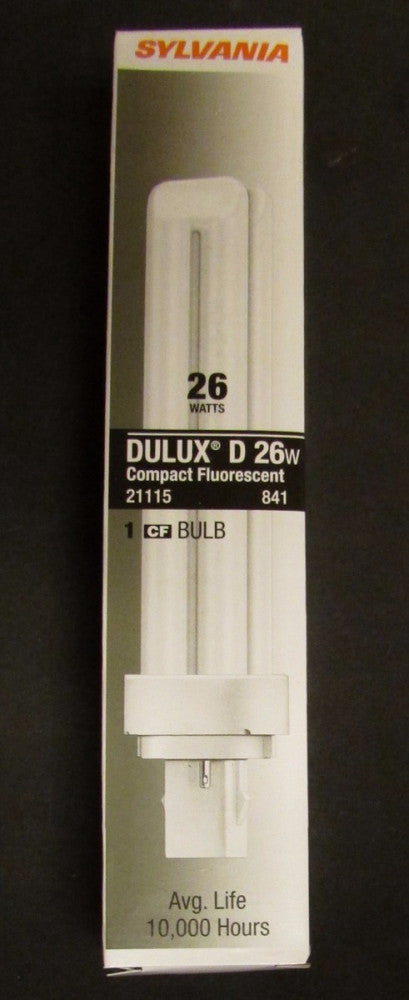 SYLVANIA 21115 Dulux D CF26DD 841 Eco Base Culot G24d-3 26Watt Lamp Bulb f548 Hg