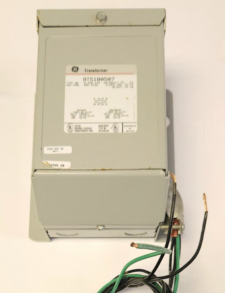 GENERAL ELECTRIC 9T51B0507 Type QB TRANSFORMER .250 KVA Primary 240 480 VAC