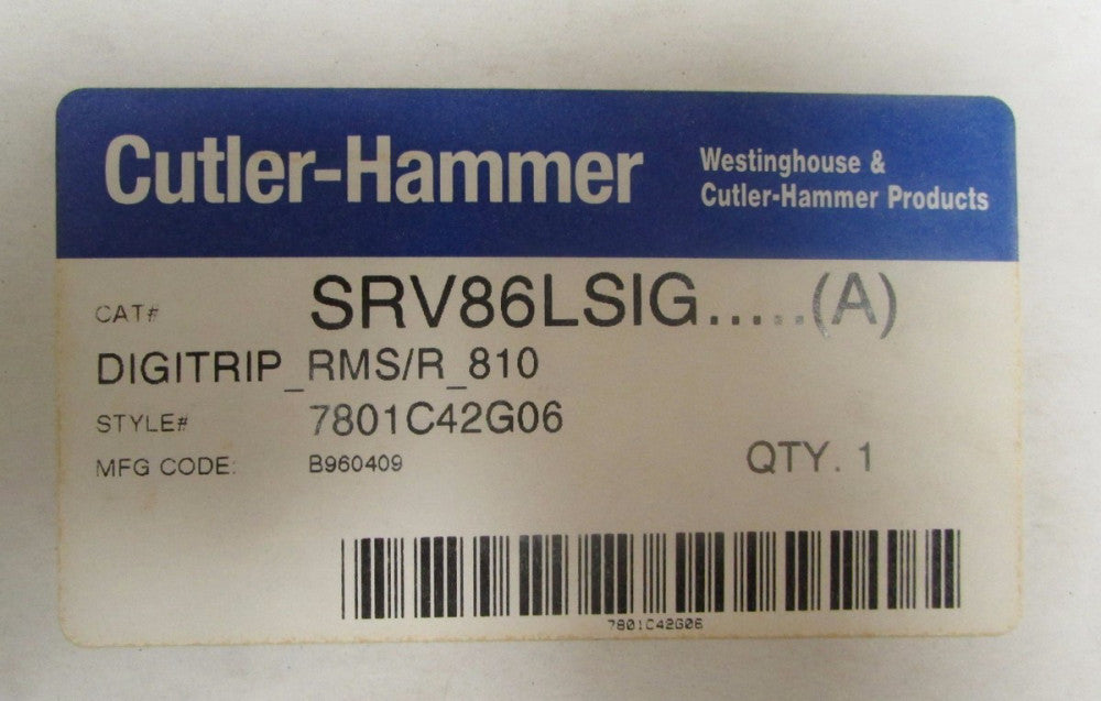 CUTLER HAMMER SRV86LSIG DigiTrip RMS 810 Trip Unit 7801C42G06 RMS/R 810