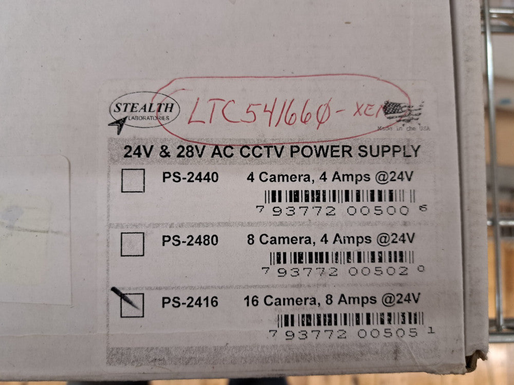 Used, Stealth Labs, LTC-5416/60, MULTICAMERA POWER SUPPLY 120VAC 60HZ 16-28VAC