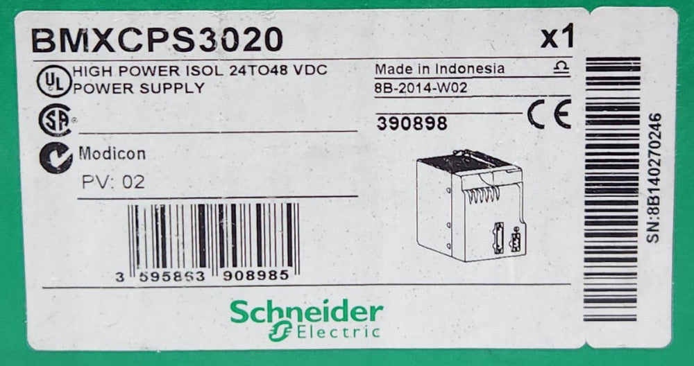 SCHNEIDER ELECTRIC MODICON BMXCPS3020 High Power Isolated Power Supply 24-48 VDC