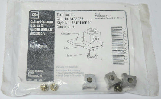 EATON CUTLER HAMMER 3TA50FB F Frame Lug Terminal Kit 624B100G10 AL7CU 14-2 Wire
