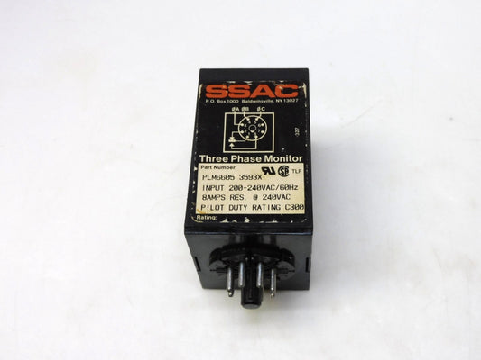 SSAC PLM6605 3593X 3 PHASE LINE MONITOR 200-240VAC 60Hz 8A RES@240VAC PDR C300