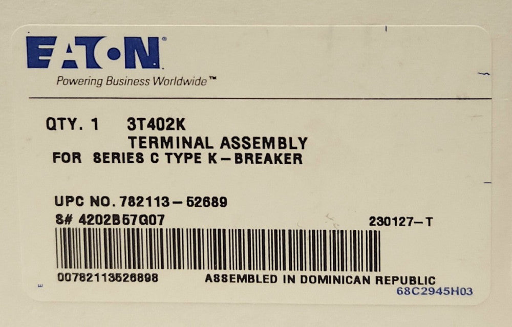 EATON CUTLER HAMMER 3T402K Type KD HKD Lug Terminal Kit T402K 4202557G07