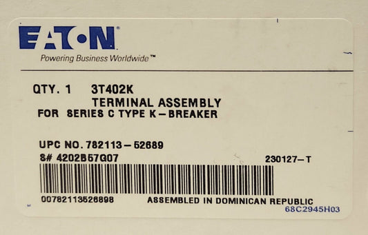 EATON CUTLER HAMMER 3T402K Type KD HKD Lug Terminal Kit T402K 4202557G07