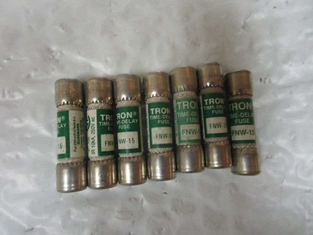NEW LOT OF 7 BUSSMANN TRON TIME DELAY FUSE FNW-15 15A AMP 250Vac