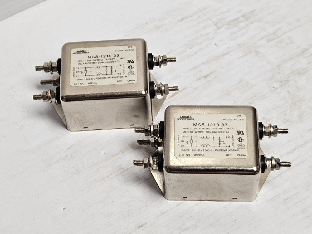 Lot of 2 Lambda Noise Filter MAS-1210-33 250V 10 A Amp