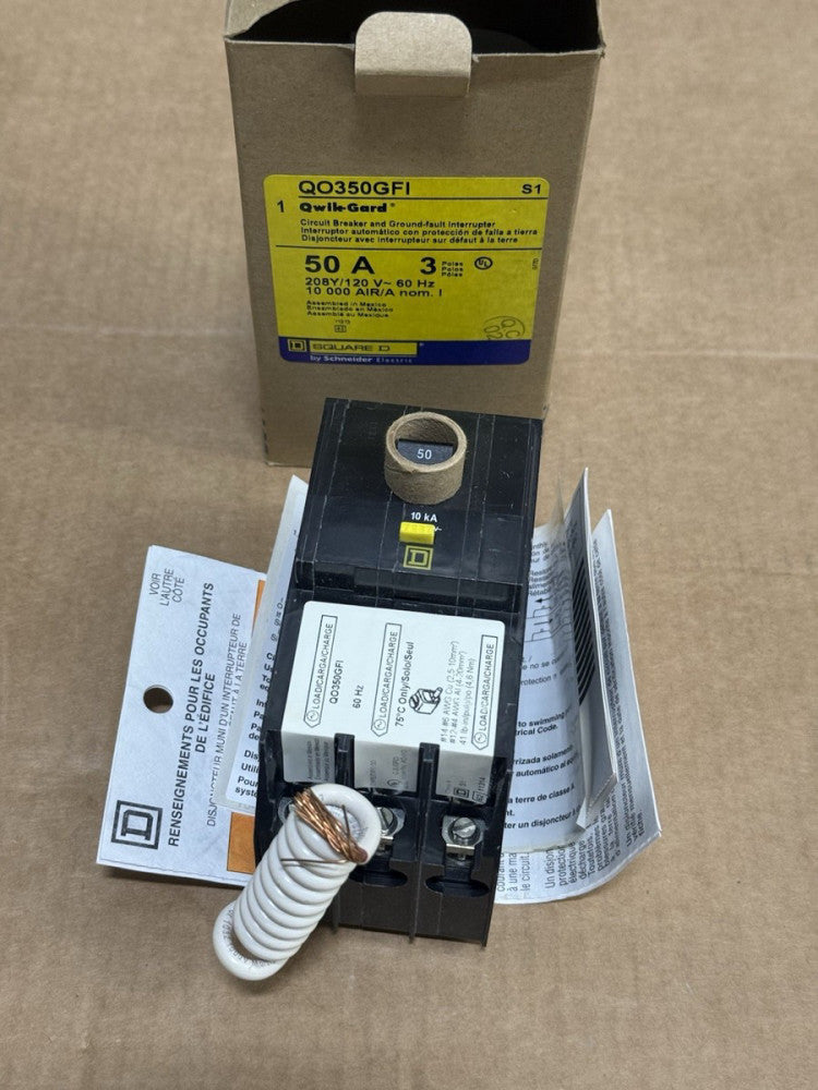 Square D QO350GFI - 50A 3 Pole Qwik-Gard Circuit Breaker 208Y/120V - New