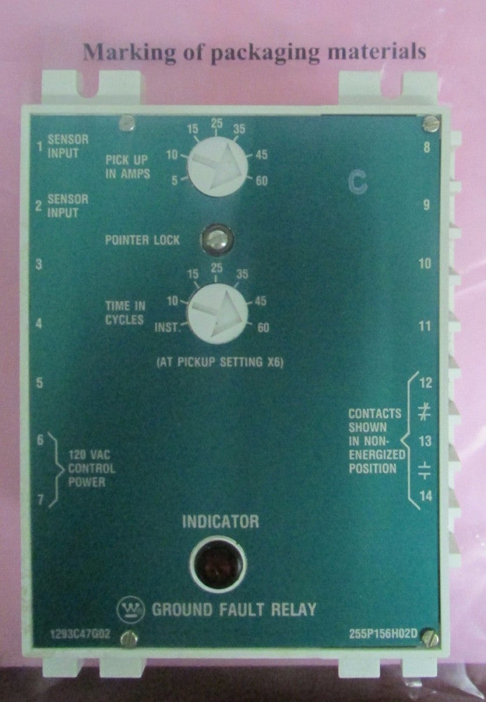 WESTINGHOUSE Ground Fault Relay 5-60 Amp 120 VAC 1293C47G02