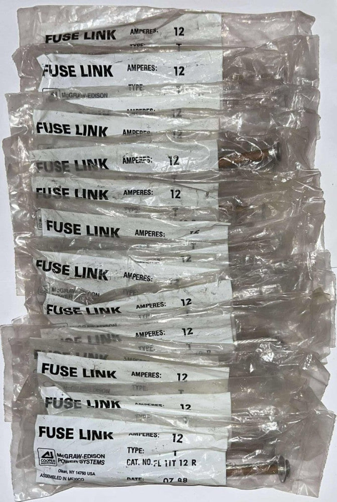 (Lot of 15) MCGRAW EDISON FUSELINK FL 11T 12 R Type T Fuse 12 Amps FL11T12R