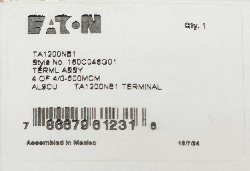 EATON CUTLER HAMMER TA1200NB1 Type NC ND HND 1200 AMP N Frame Breaker Lug
