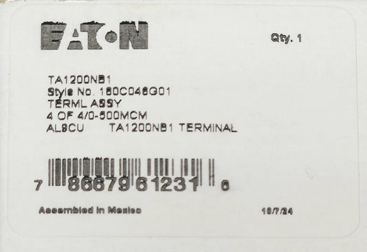 EATON CUTLER HAMMER TA1200NB1 Type NC ND HND 1200 AMP N Frame Breaker Lug