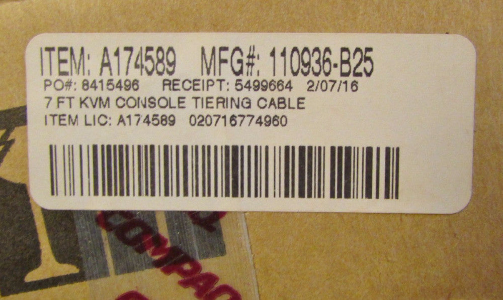 HEWLETT PACKARD COMPAQ 110936 B25 7 Ft. KVM Cable A174589
