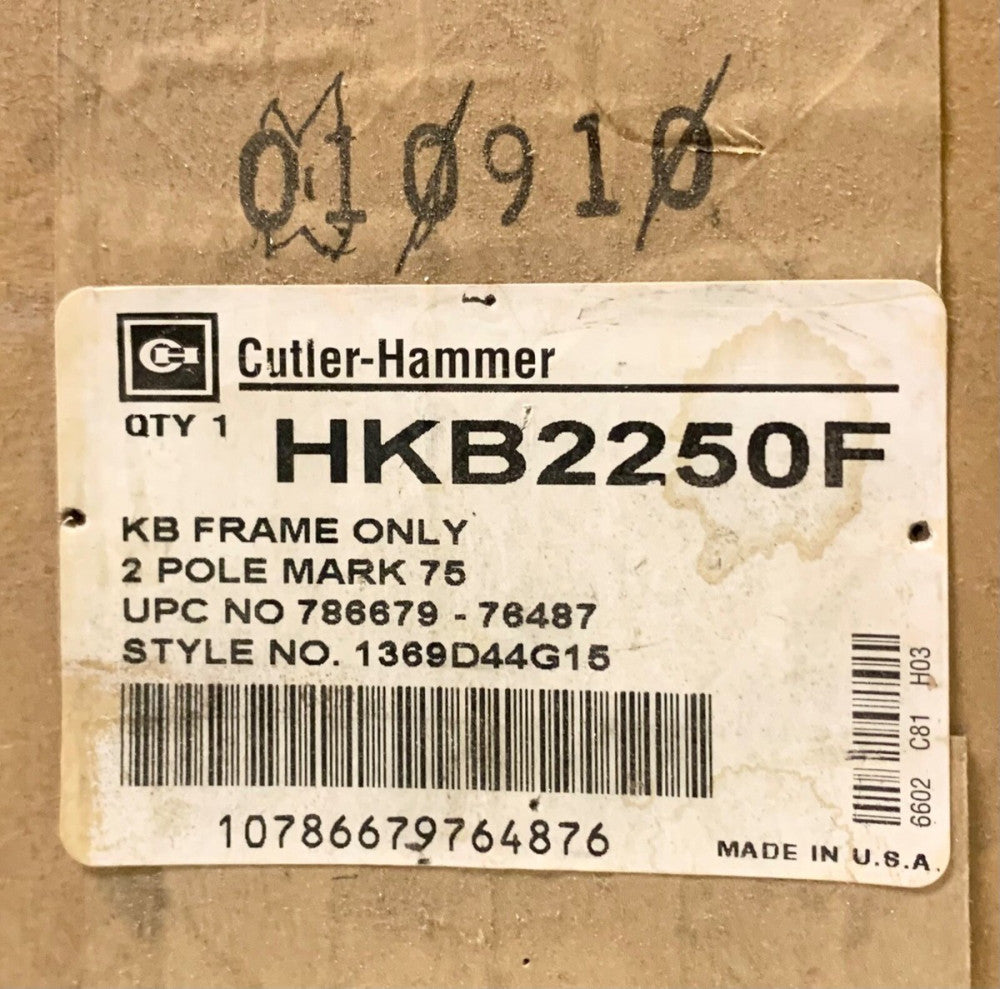 CUTLER HAMMER WESTINGHOUSE HKB2250F 2 Pole 250 AMP Type HKB Circuit Breaker 