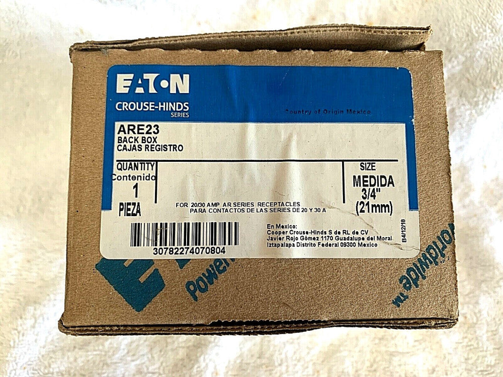 Eaton ARE23 3/4" (21mm) Back Box for 20/30 AMP AR Series Receptables