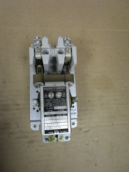 SQUARE D CONTACTOR 8502 B0-20 110V COIL 15A 8502B020