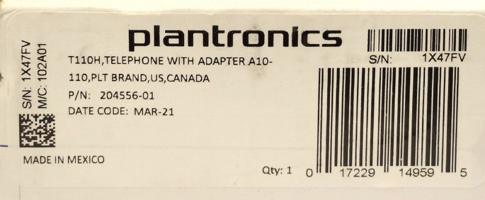 PLANTRONICS T110H Single Line Telephone Keypad Controller for Headset w/ Adapter
