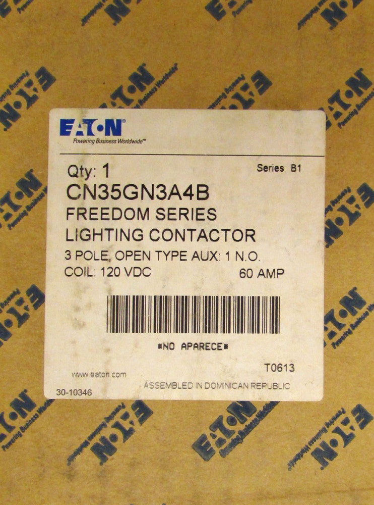EATON CUTLER HAMMER Lighting Contactor 120VDC 3 Pole 60 Amp CN35GN3A4B