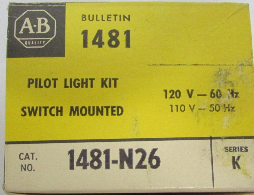 ALLEN BRADLEY 1481 N26 Switch Mounted 120 V Red Pilot Light Kit