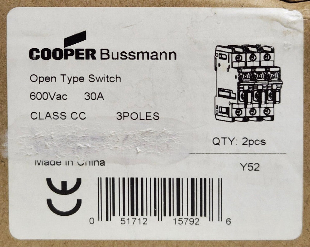 BOX OF 2 COOPER BUSSMANN CHM3DIU Series CHM 30 AMP 32 AMP 600 VAC 690 VAC Fuse