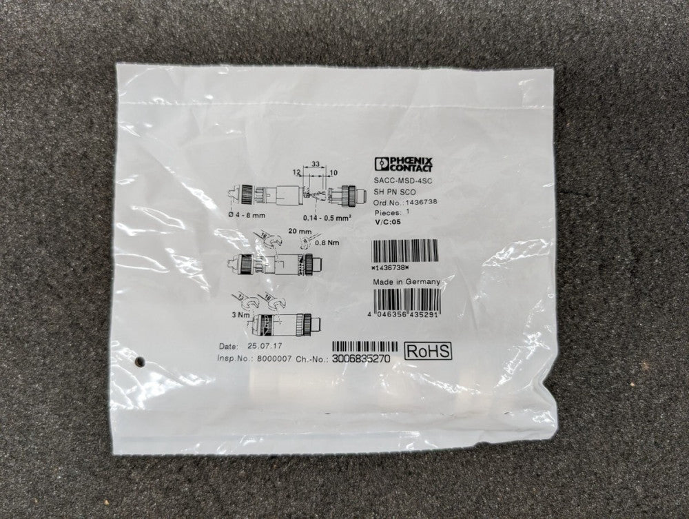 New, Phoenix Contact, SACC-MSD-4SC, SH PN SCO Connector 4mm..8mm -  Lot of 2pcs