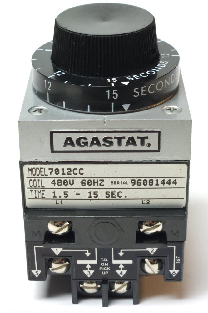 AGASTAT MODEL 7012CC 480 VAC Timing Relay Timer 1.5-15 Second NO MOUNTING PLATE